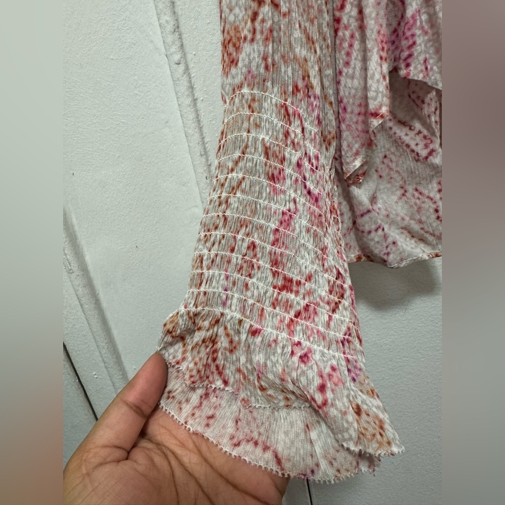 ALLSAINTS Lara Vernus Snakeprint Romantic Ruffled Victorian Style Pink Blouse 10 - Picture 7 of 8